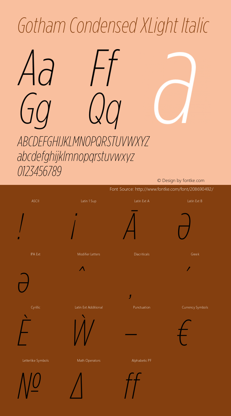 Gotham Condensed XLight Italic Version 3.301图片样张