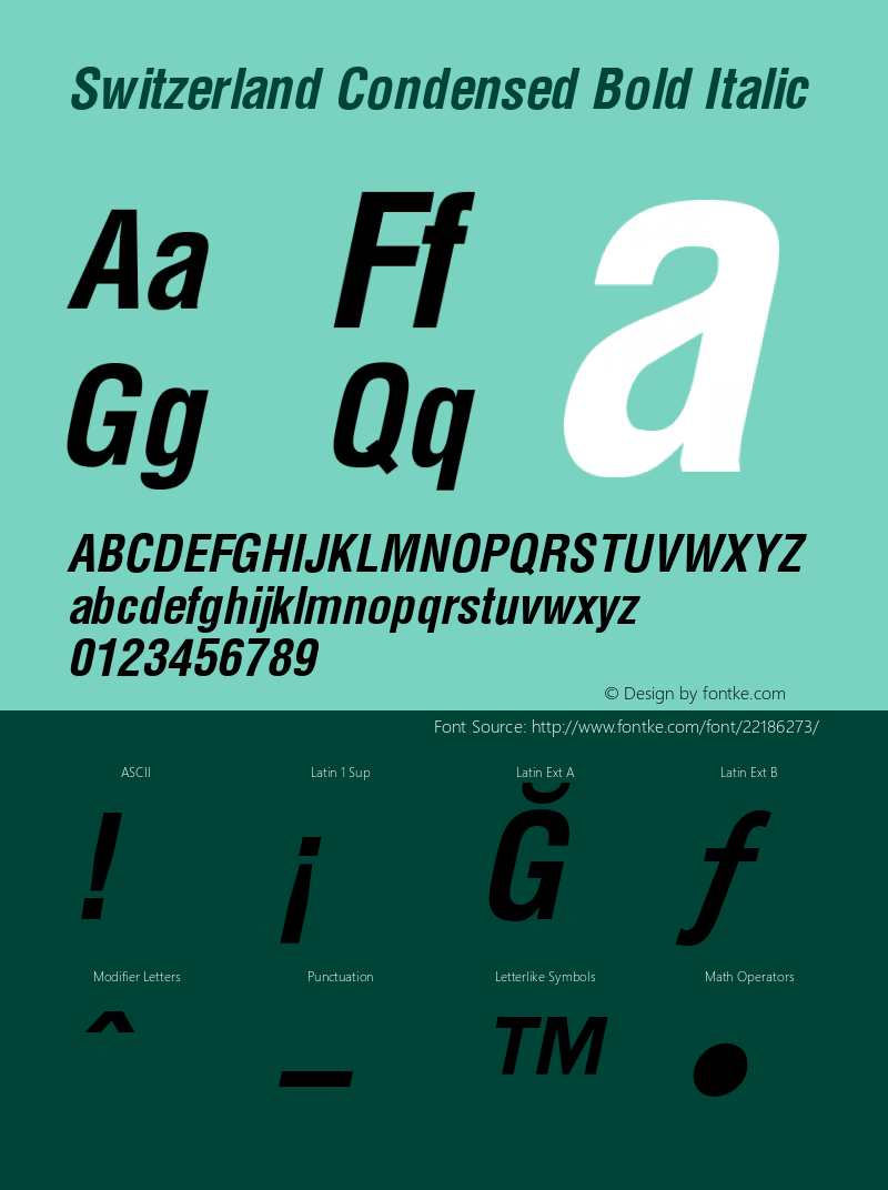 Switzerland Condensed Bold Italic 0.0图片样张