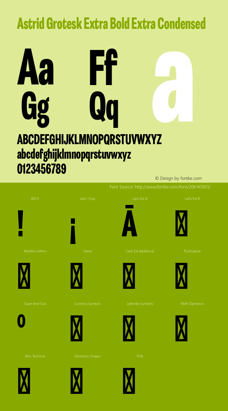 Astrid Grotesk Extra Bold Extra Condensed Version 2.000图片样张