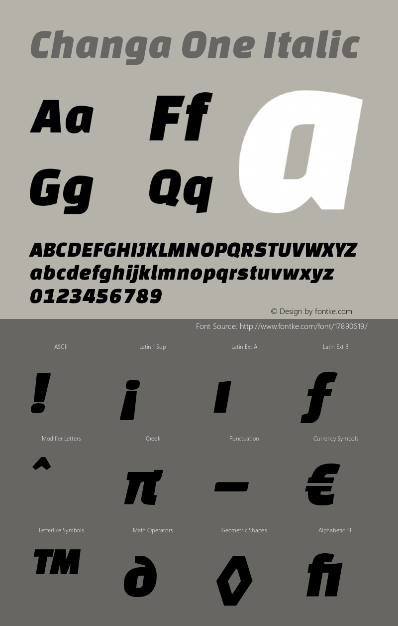 Changa One Italic Version 1.003图片样张