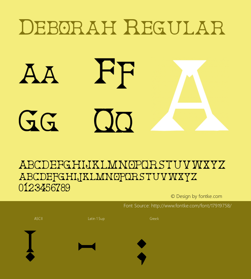 Deborah Regular Version 1.00 October 4, 2008, initial release图片样张