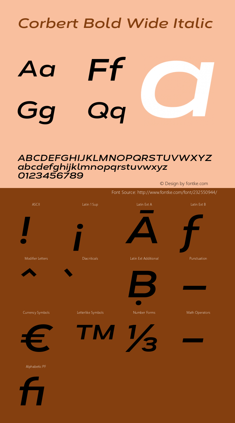 Corbert Bold Wide Italic Version 002.001 March 2020图片样张