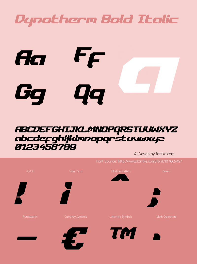 Dynotherm Bold Italic Version 1.00 September 26, 2013, initial release图片样张