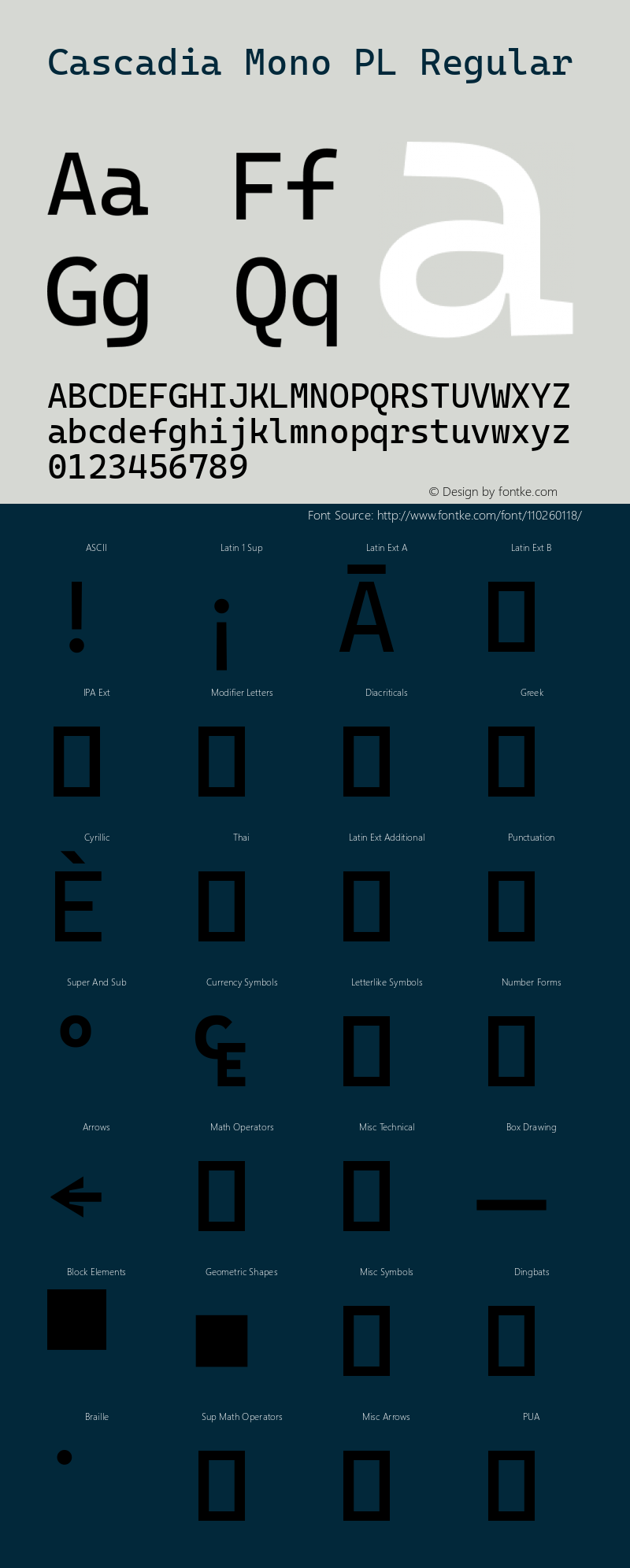 Cascadia Mono PL Regular Version 2005.150图片样张