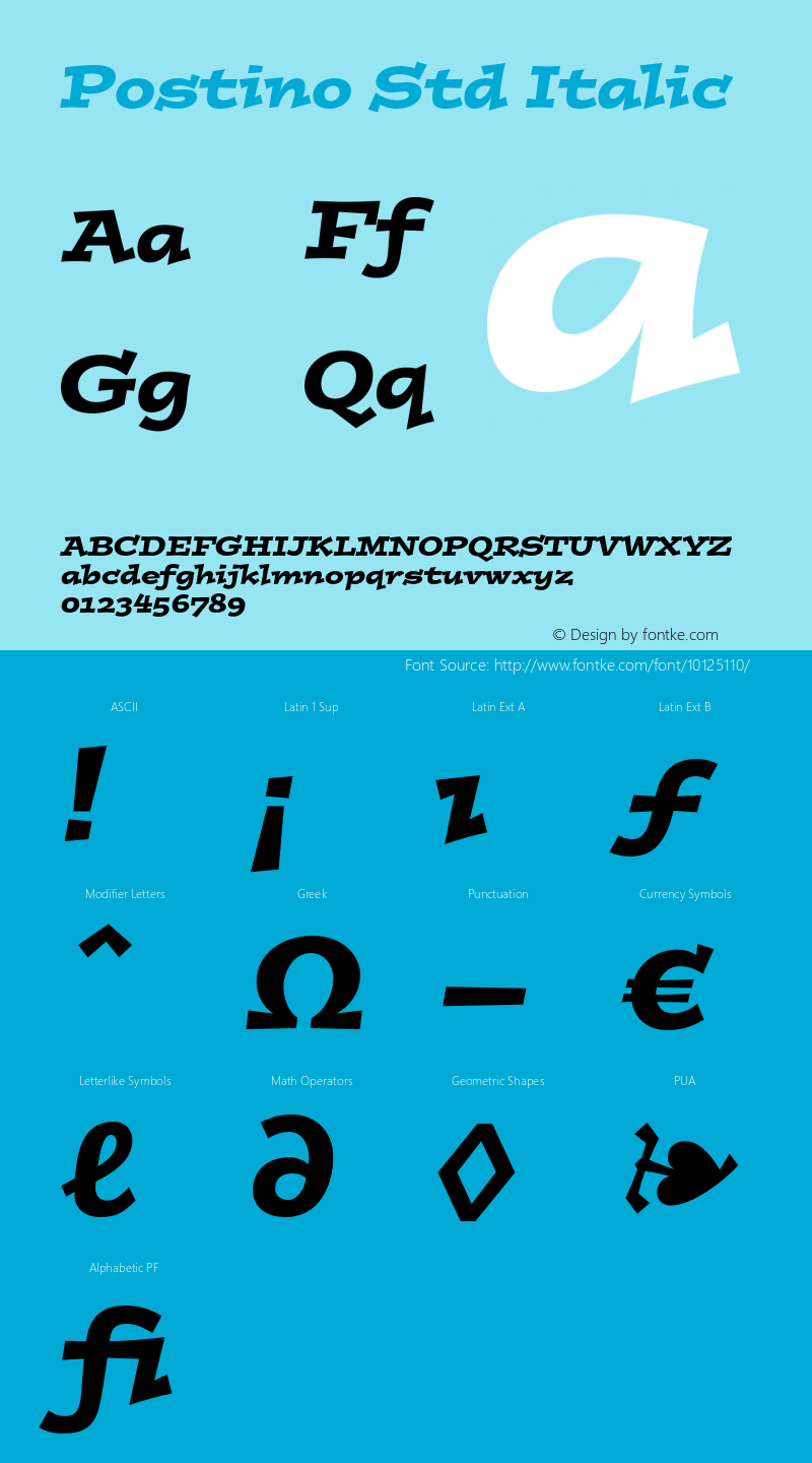 Postino Std Italic OTF 1.018;PS 001.001;Core 1.0.31;makeotf.lib1.4.1585图片样张