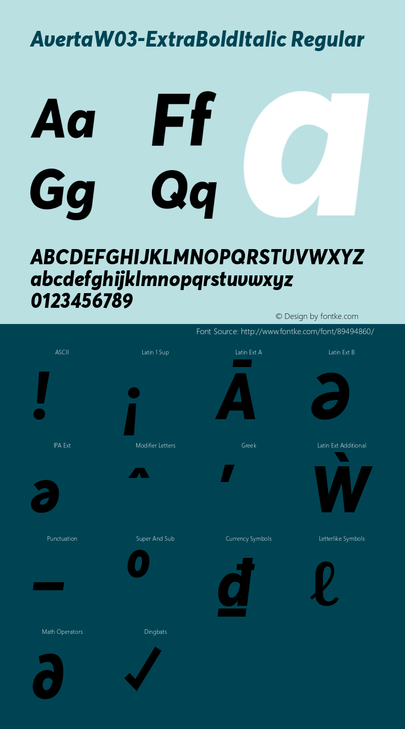 Averta W03 ExtraBold Italic Version 1.20图片样张