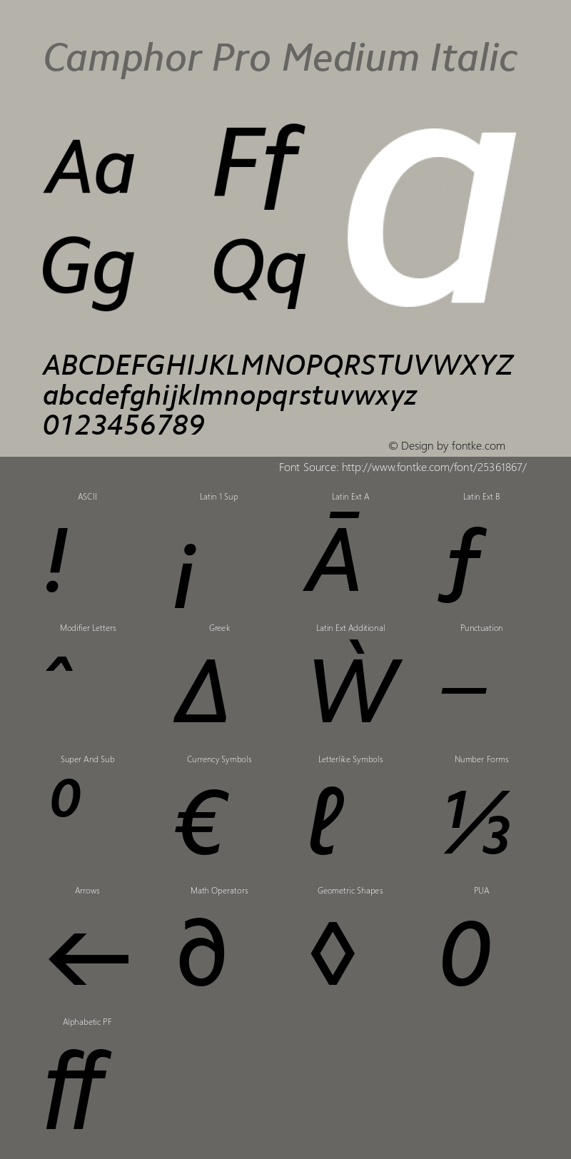 Camphor Pro Medium Italic Version 1.100图片样张