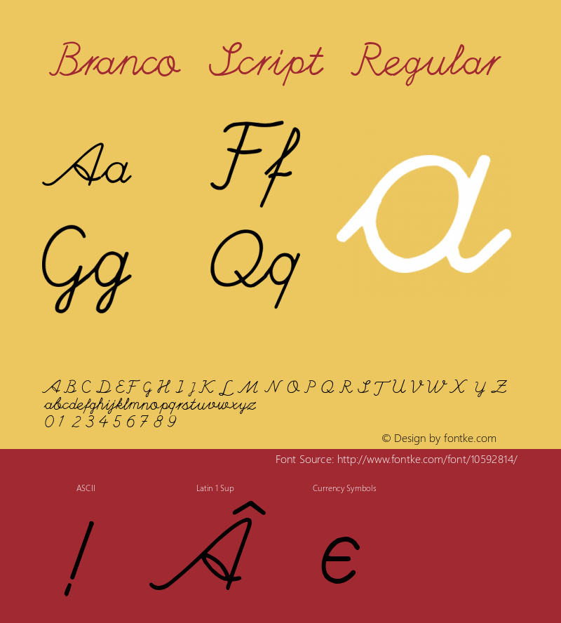 Branco Script Regular Version 1.000图片样张