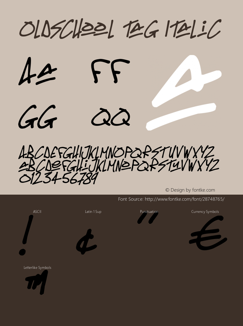 Oldschool Tag Italic Version 1.00 March 14, 2019, initial release图片样张