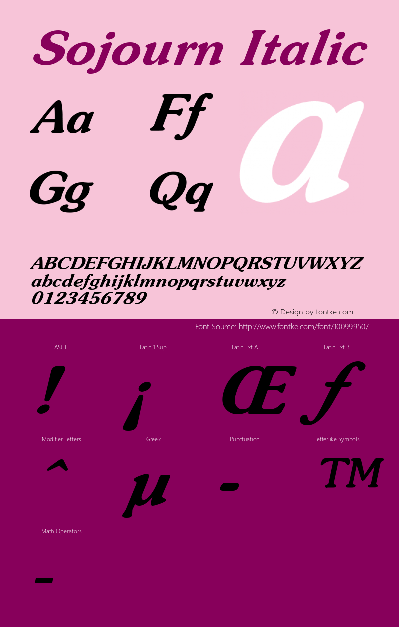 Sojourn Italic Altsys Fontographer 4.1 12/22/94图片样张