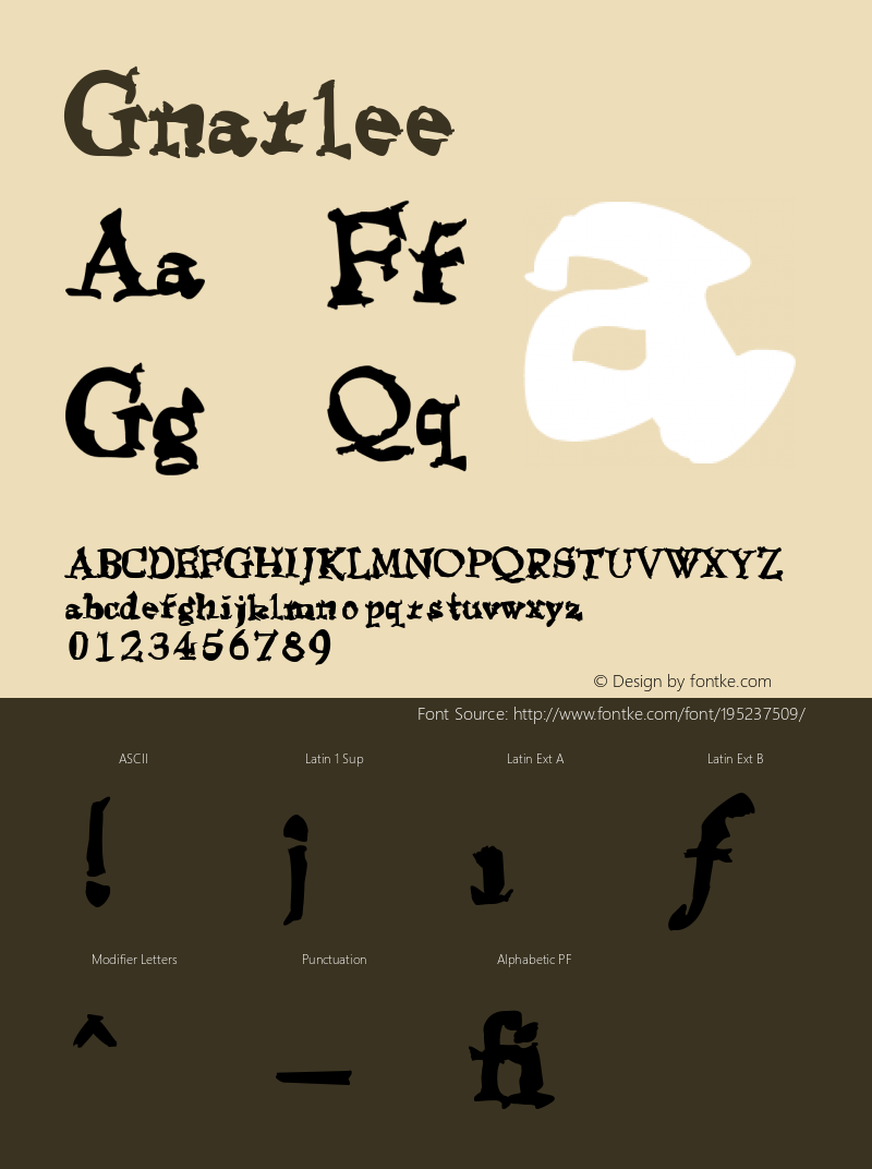 ☞Gnarlee Version 001.000;com.myfonts.easy.gallofonts.gnarlee.gnarlee.wfkit2.version.31cc图片样张