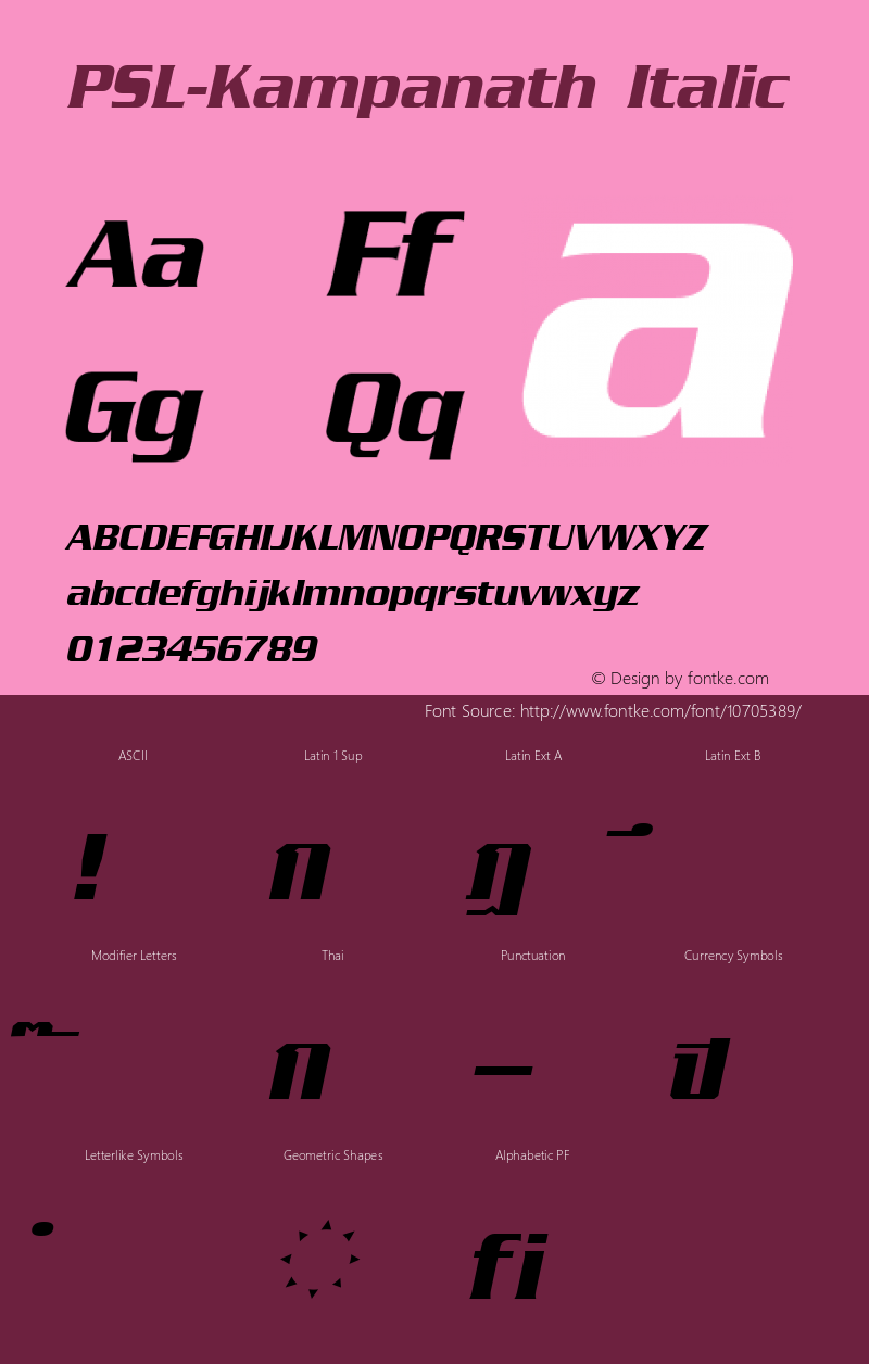 PSL-Kampanath Italic Version 1.000 2006 initial release图片样张