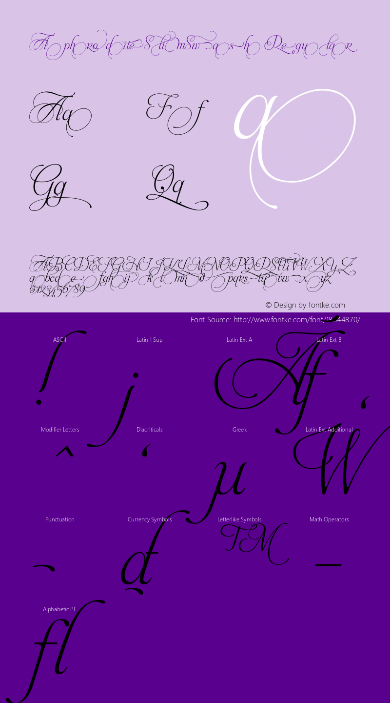 AphroditeSlimSwash Regular Version 001.000;com.myfonts.easy.typesenses.aphrodite-slim.swash.wfkit2.version.3k7m图片样张