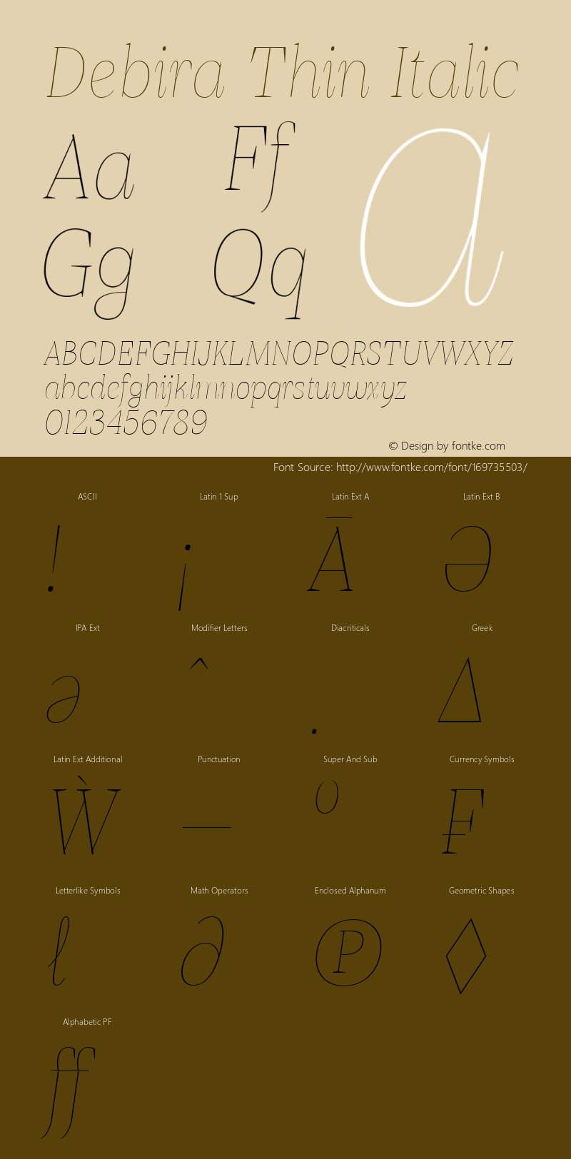 Debira Thin Italic Version 1.001图片样张