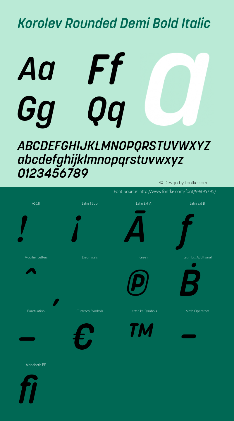 Korolev Rounded Demi Bold Italic Version 2.000;hotconv 1.0.109;makeotfexe 2.5.65596图片样张