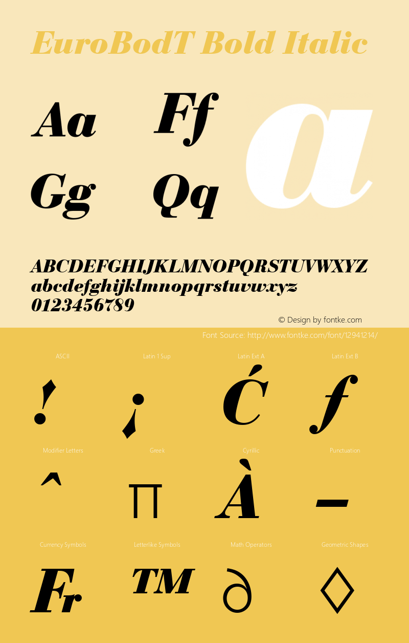 EuroBodT Bold Italic Version 001.005图片样张