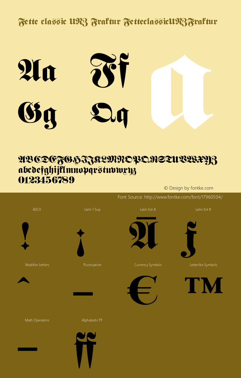 Fette classic UNZ Fraktur FetteclassicUNZFraktur Version 0.000 2012 initial r图片样张