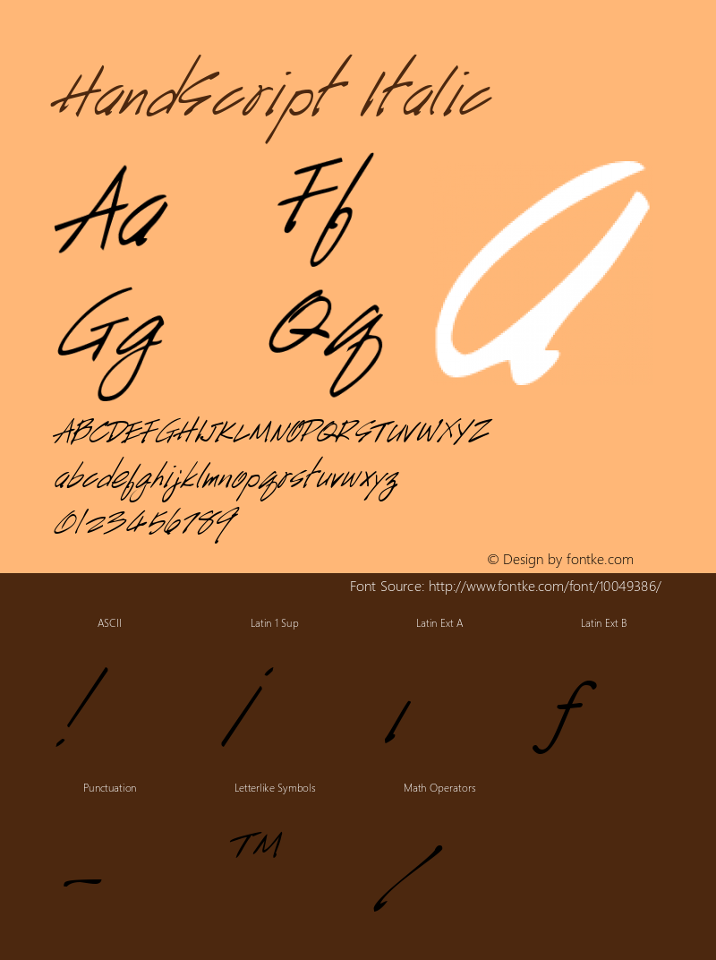 HandScript Italic W.S.I. Int'l v1.1 for GSP: 6/20/95图片样张