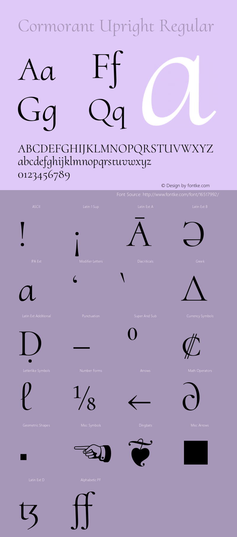 Cormorant Upright Regular Version 2.003;PS 002.003;hotconv 1.0.88;makeotf.lib2.5.64775图片样张
