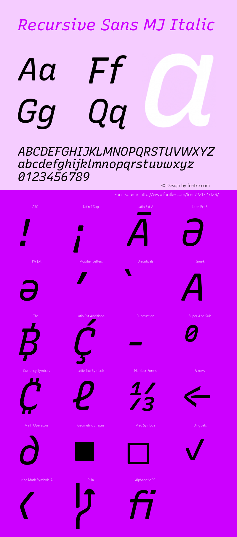 Recursive Sans MJ Italic 4.20图片样张