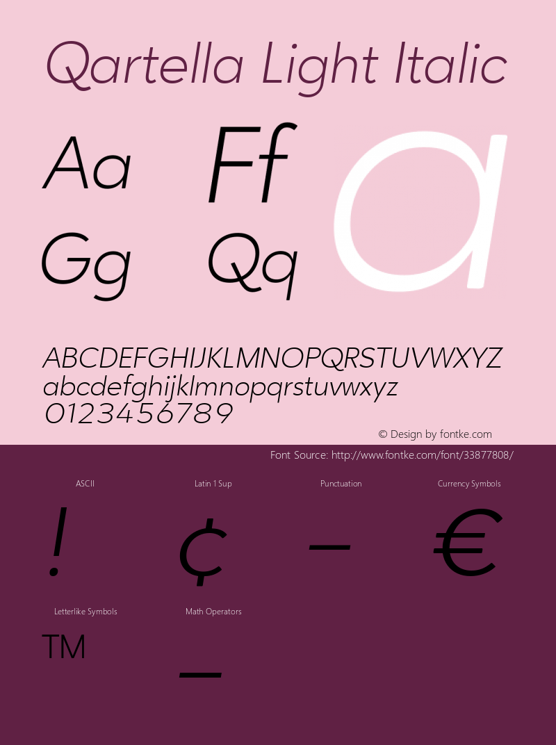 Qartella Light Italic Version 1.000图片样张