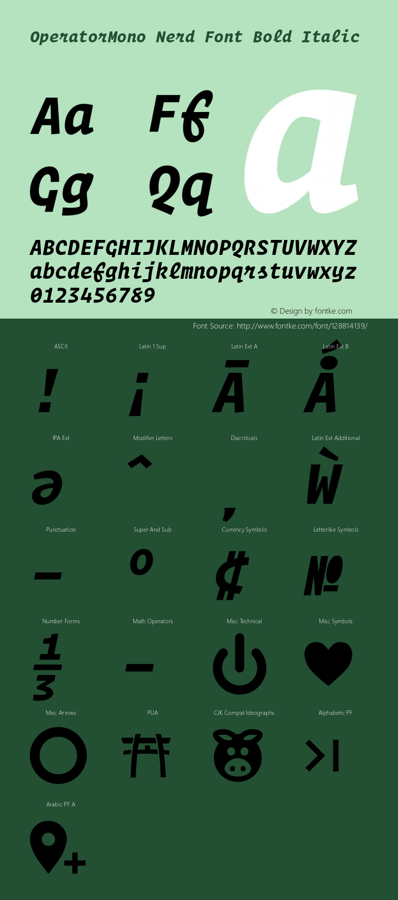 Operator Mono Bold Italic Nerd Font Complete Version 1.200图片样张