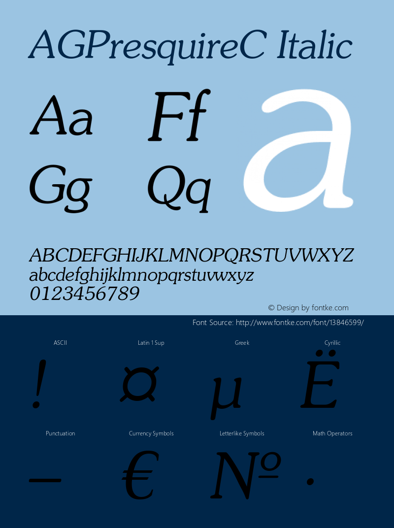 AGPresquireC Italic OTF 1.0;PS 1.000;Core 116;AOCW 1.0 161图片样张