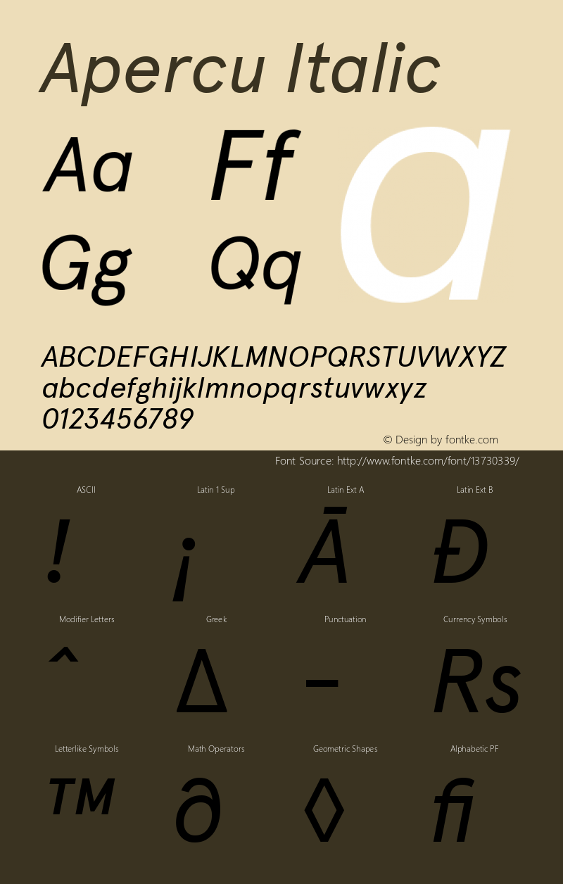 Apercu Italic Version 1.000图片样张