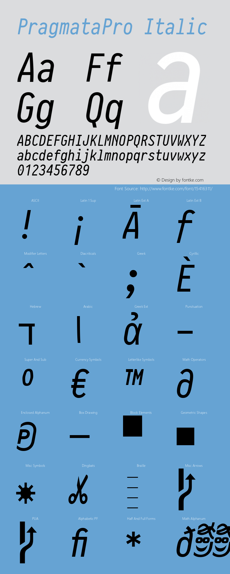 PragmataPro Italic Version 0.821图片样张