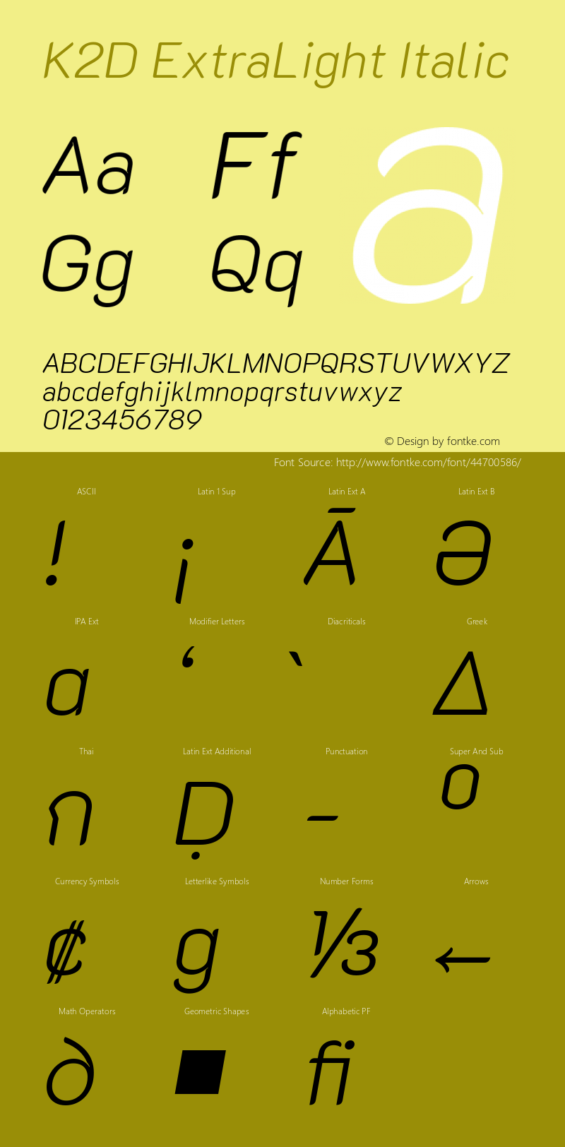 K2D ExtraLight Italic Version 1.000; ttfautohint (v1.6)图片样张
