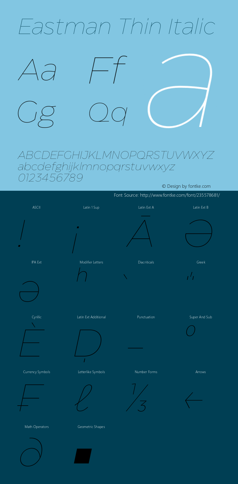 Eastman Thin Italic Version 1.001;hotconv 1.0.109;makeotfexe 2.5.65596图片样张