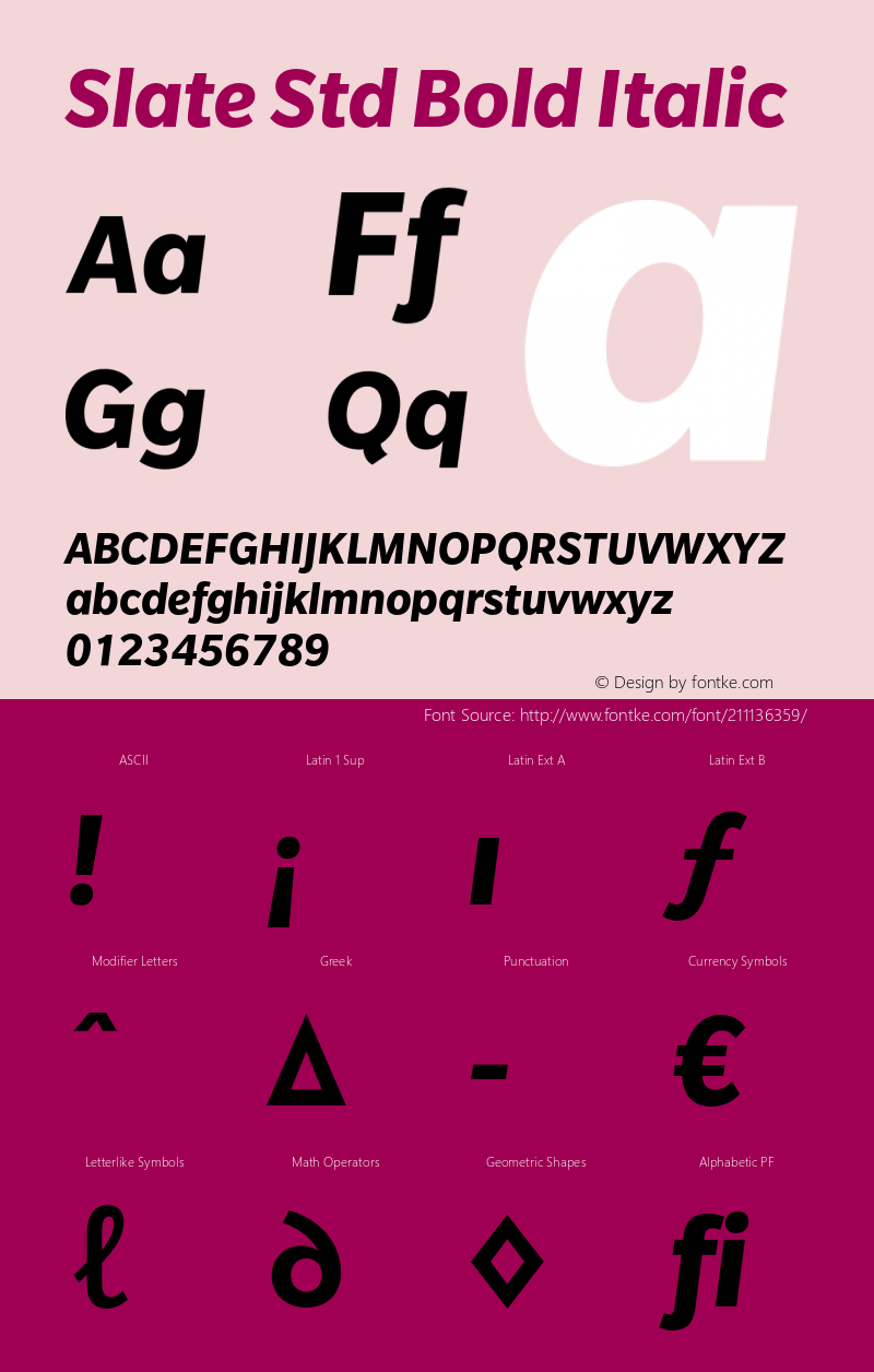 Slate Std Bold Italic Version 1.01, build 10, s3图片样张