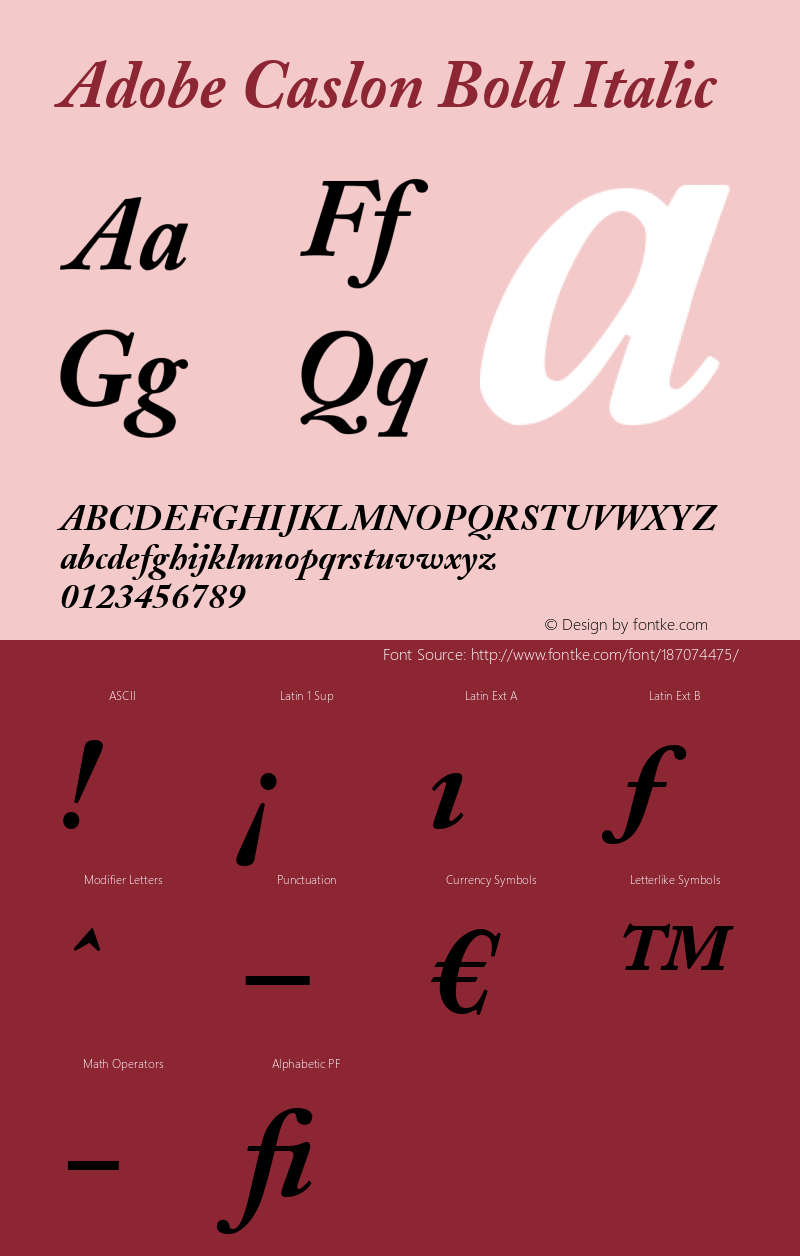 Adobe Caslon Bold Italic 001.003图片样张