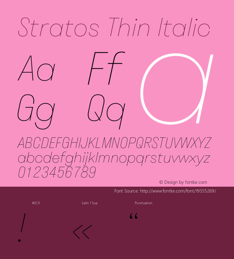 Stratos Thin Italic Version 1.002;PS 1.2;hotconv 1.0.72;makeotf.lib2.5.5900图片样张