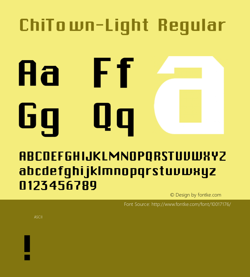 ChiTown-Light Regular Converted from e:\aff07\CHITOWN-.FF1 by ALLTYPE图片样张