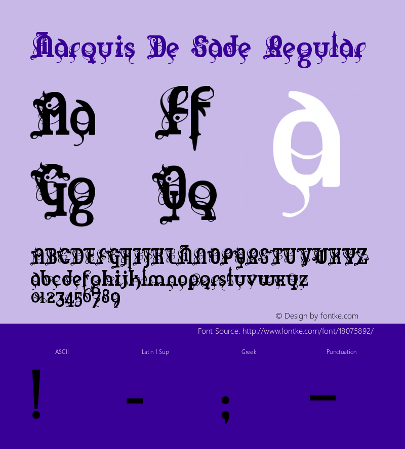 Marquis De Sade Regular Version 1.00 October 31, 2008, initial release图片样张