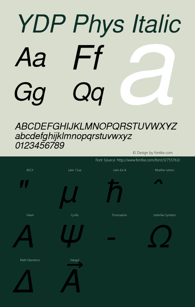 YDP Phys Italic Version 1.00 2003 initial release图片样张