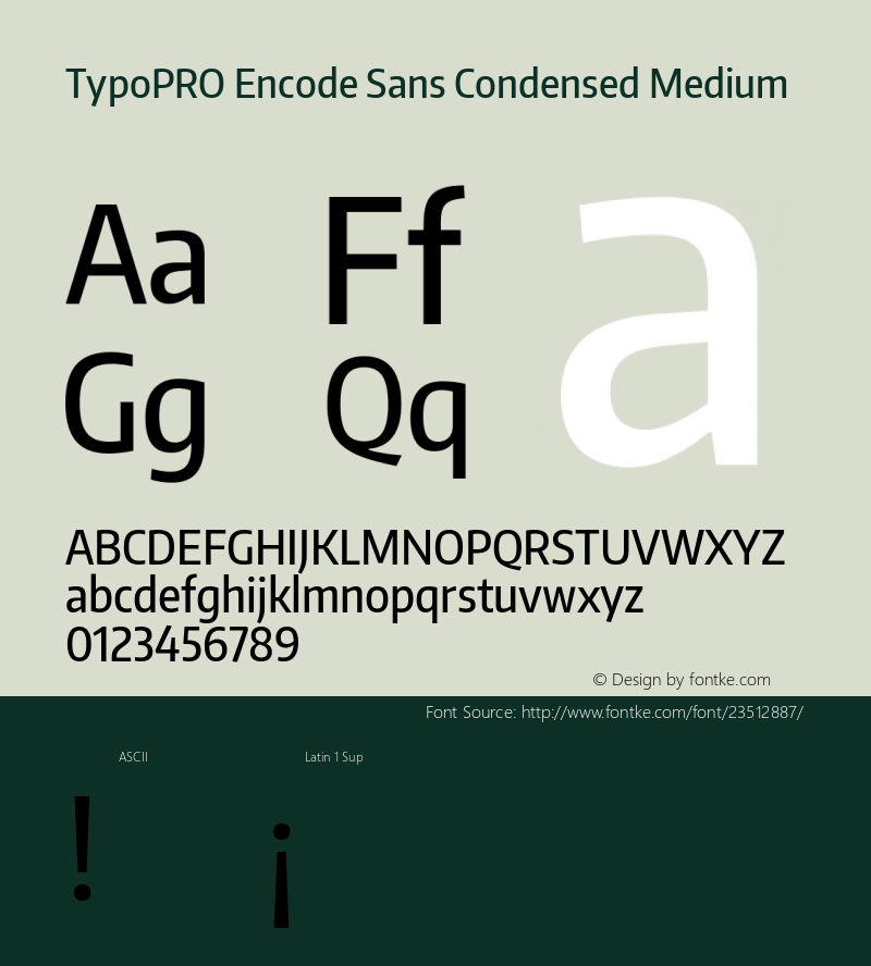 TypoPRO Encode Sans Condensed Medium Version 1.000; ttfautohint (v1.00) -l 8 -r 50 -G 200 -x 14 -D latn -f none -w G图片样张