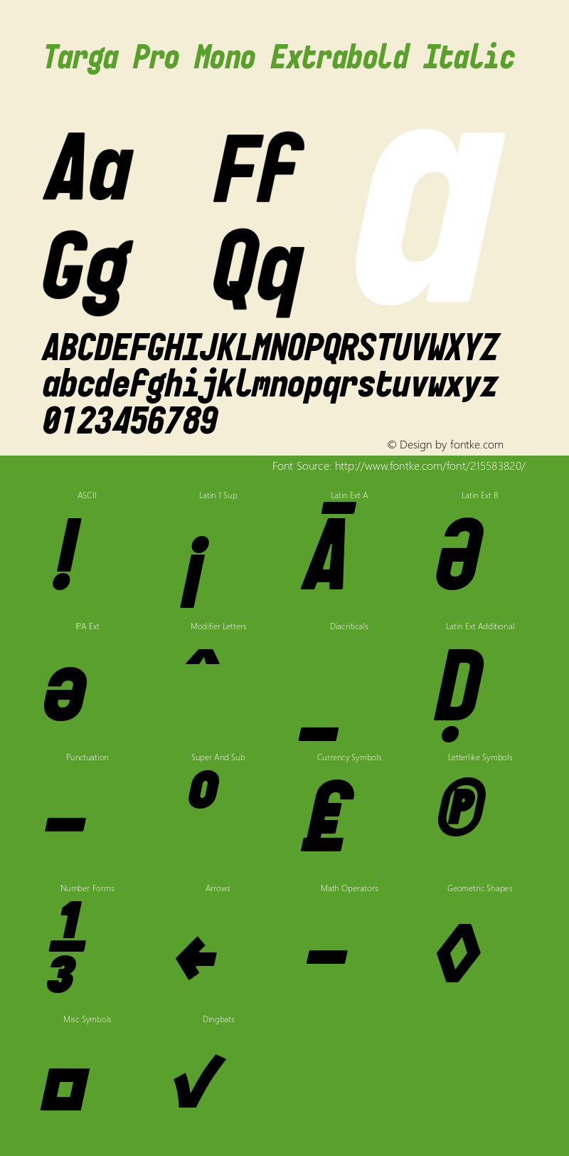 Targa Pro Mono Extrabold Italic Version 3.003图片样张