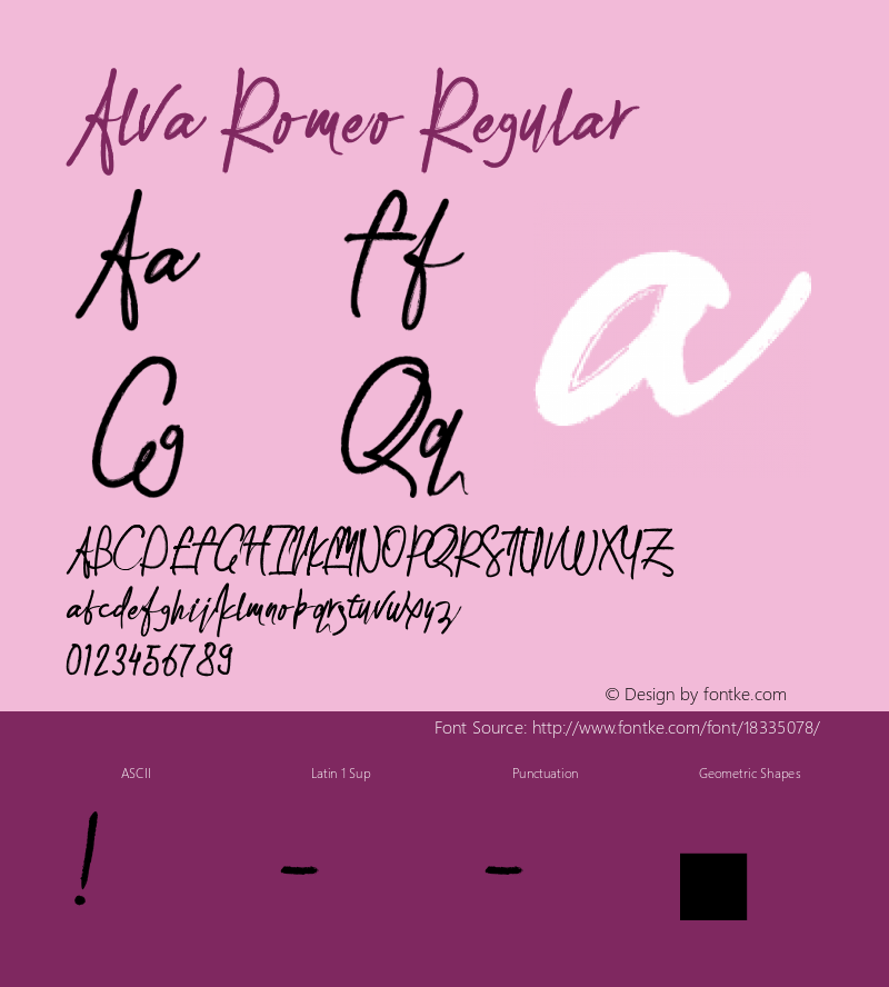 Alva Romeo Regular Version 1.000;PS 001.001;hotconv 1.0.56图片样张