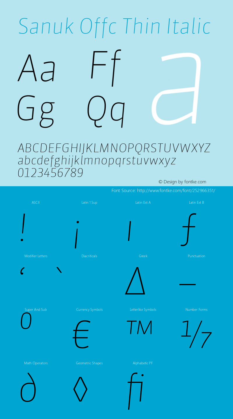 Sanuk Offc Thin Italic Version 7.504; 2010; Build 1023图片样张