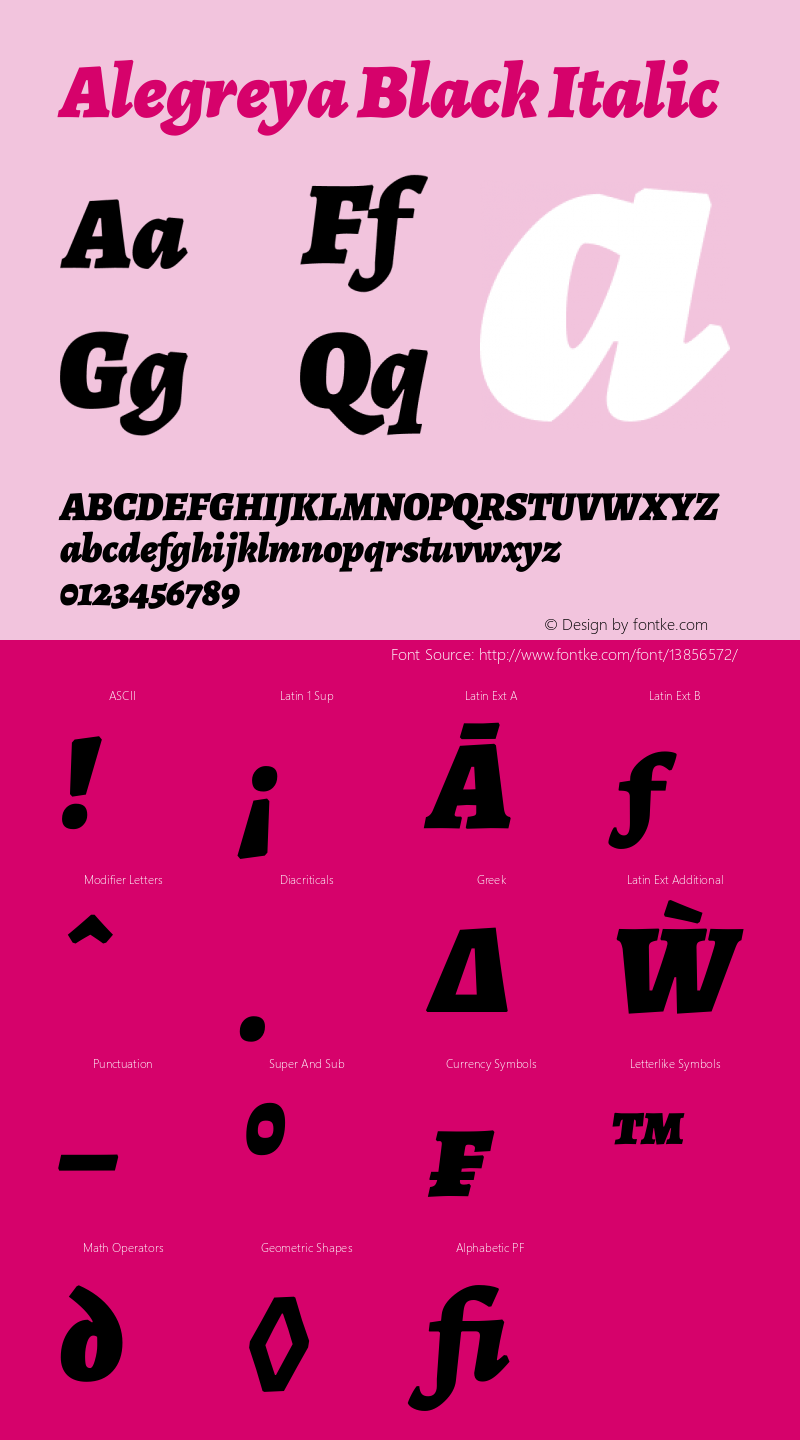 Alegreya Black Italic Version 1.003图片样张