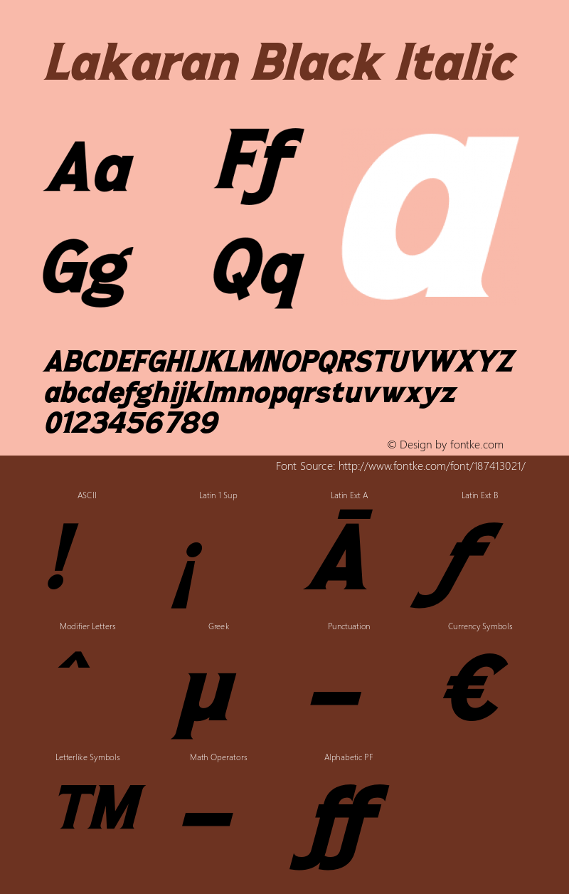 Lakaran-BlackItalic Version 1.001;Fontself Maker 3.5.4图片样张