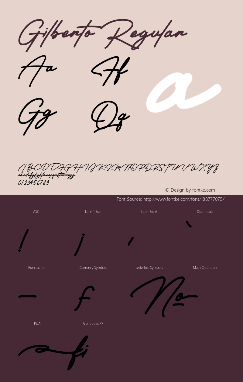 Gilberto Version 1.00;August 14, 2021;FontCreator 13.0.0.2683 64-bit图片样张