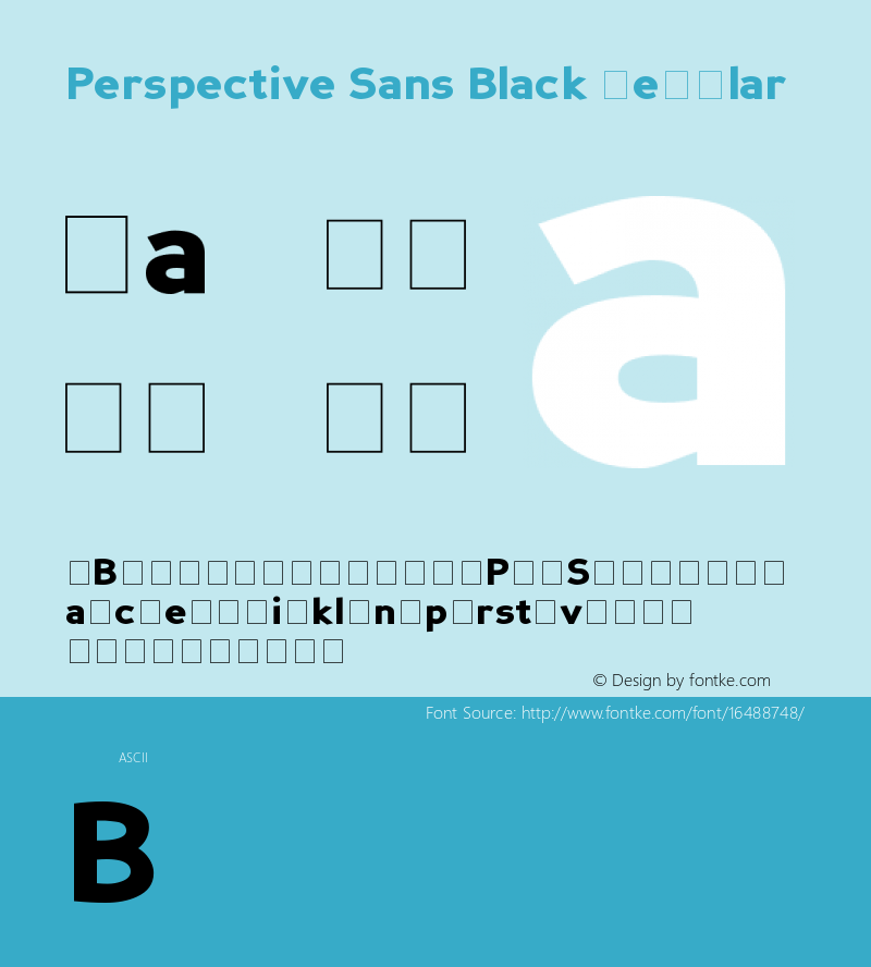 Perspective Sans Black Regular Altsys Fontographer 4.0 18/1/2001图片样张