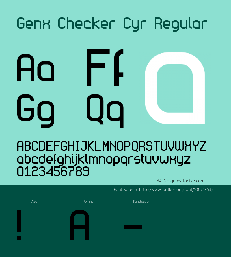 Genx Checker Cyr Regular Macromedia Fontographer 4.1 02.12.00图片样张