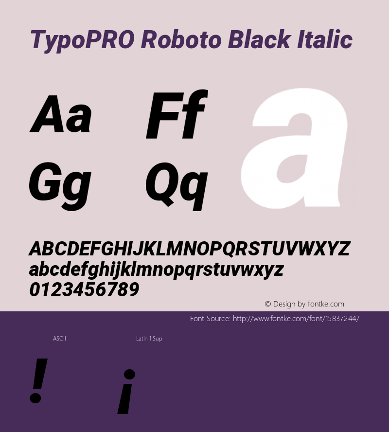 TypoPRO Roboto Black Italic Version 2.001047; 2015图片样张