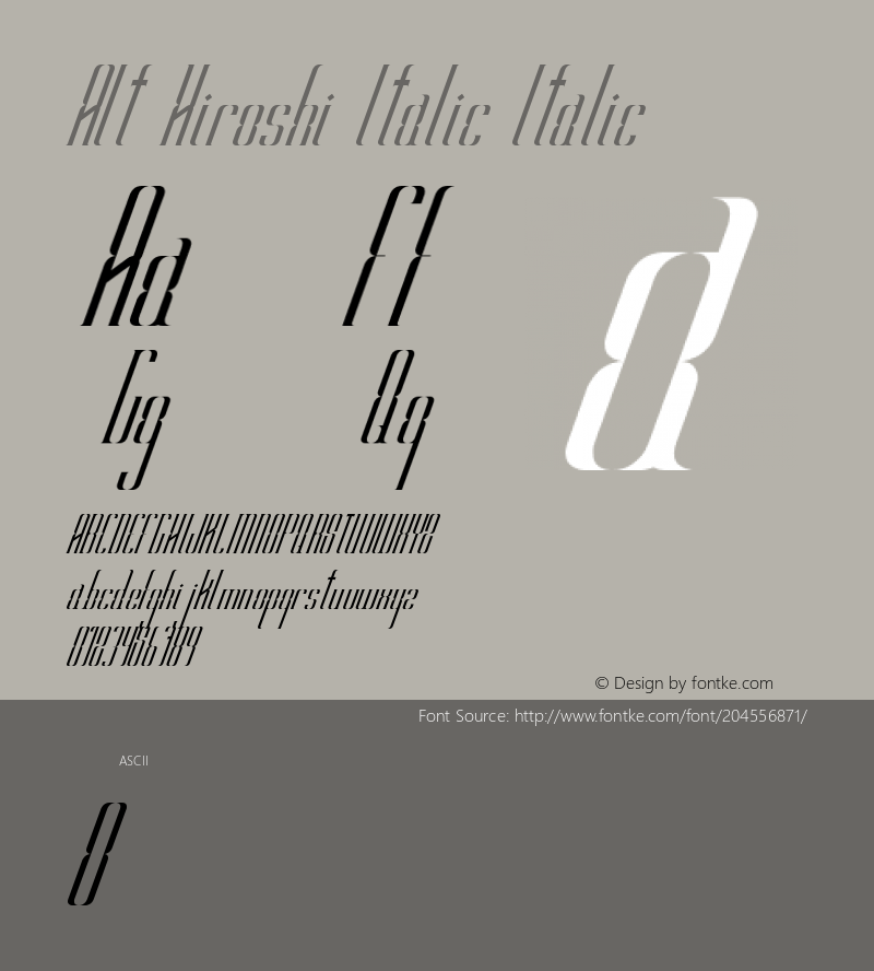 AltHiroshiItalic Version 001.001图片样张