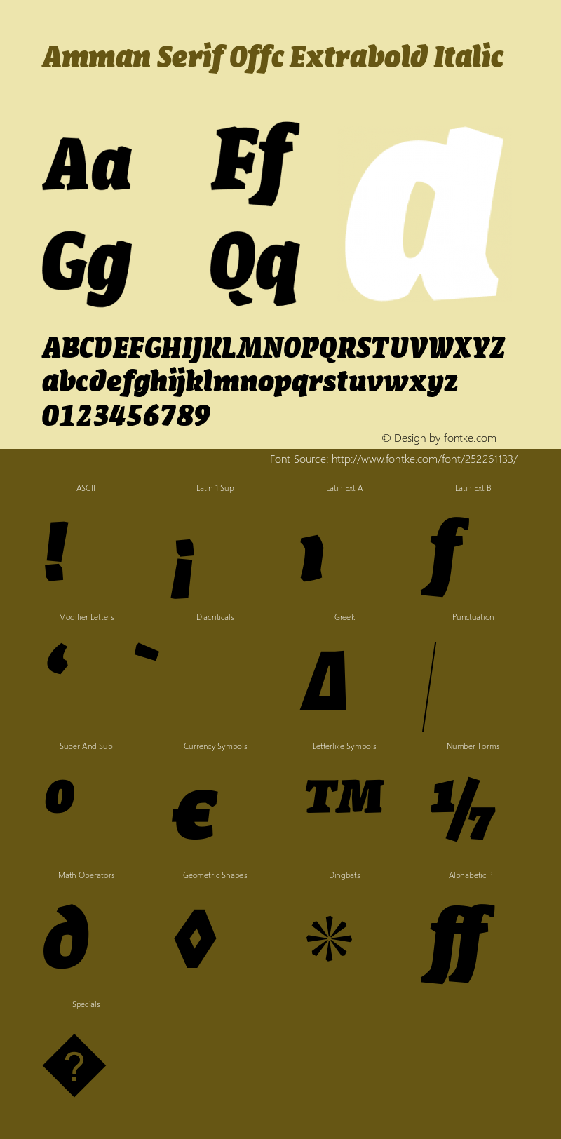 Amman Serif Offc Extrabold Italic Version 7.504; 2010; Build 1020图片样张