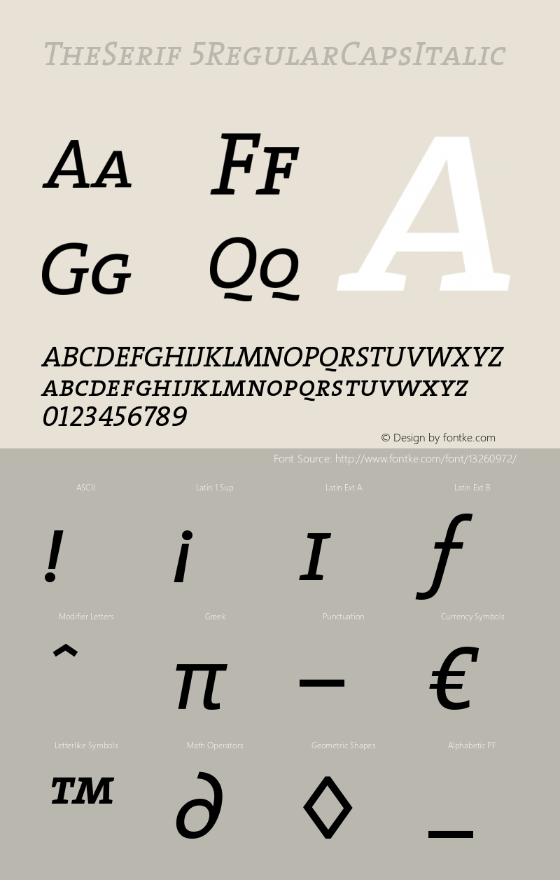 TheSerif 5RegularCapsItalic Version 1.0图片样张